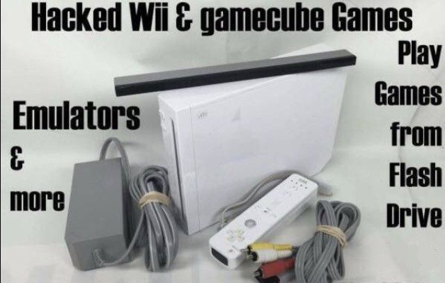 Hacked modded Wii with 32GB SD card, NES SNES GBA GBC GameCube games loaded